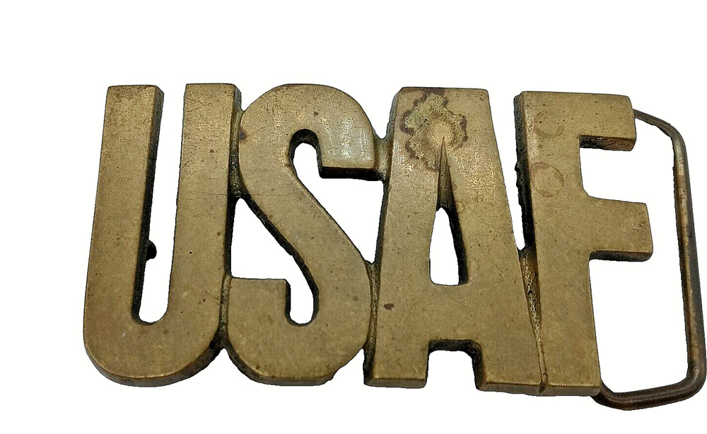 VTG USAF Belt Buckle Air Force United States Solid Brass